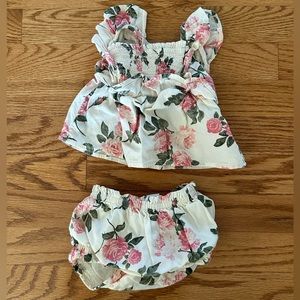 Old Navy Rose Summer 2 Piece Newborn Girl Matching Sleeveless Summer Outfit Set